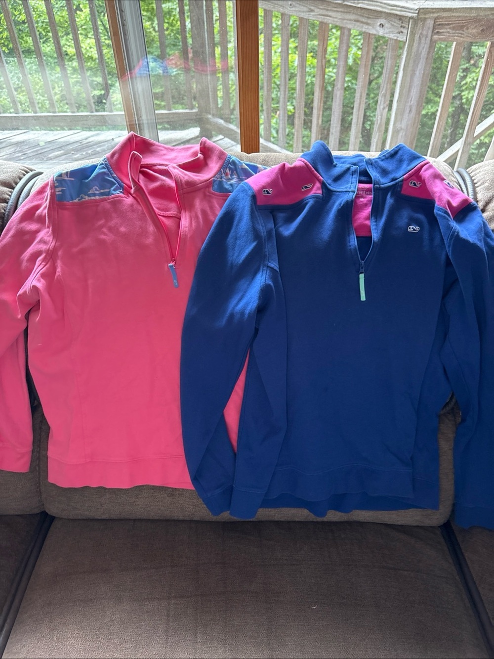 2 Vineyard Vines Sweater Womens XL Fair Isle 1/4 Zip Mock Neck Pullover
